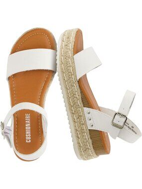 Women's White Platform Sandals with Adjustable Ankle Strap and Memory Foam